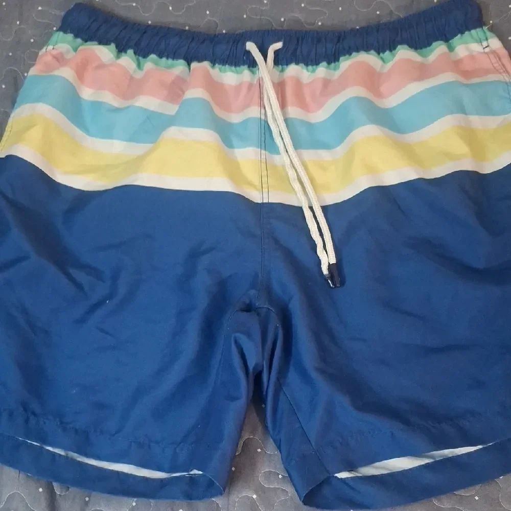 Crown & Ivy Men's Blue Striped Swim Shorts size large